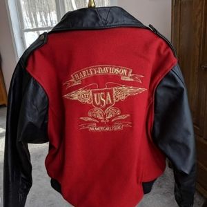 Vintage Harley Davidson Wool and Leather Jacket